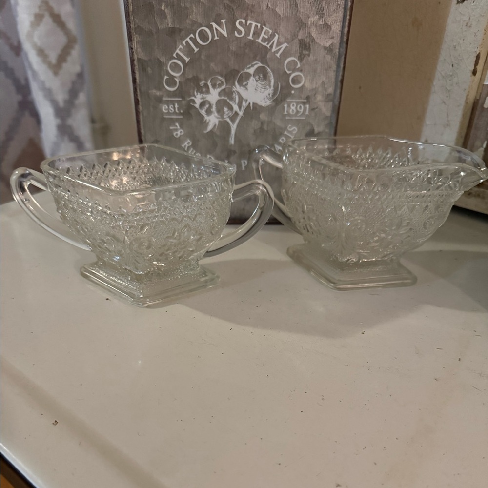 1970’s Glass Creamer and Sugar Set